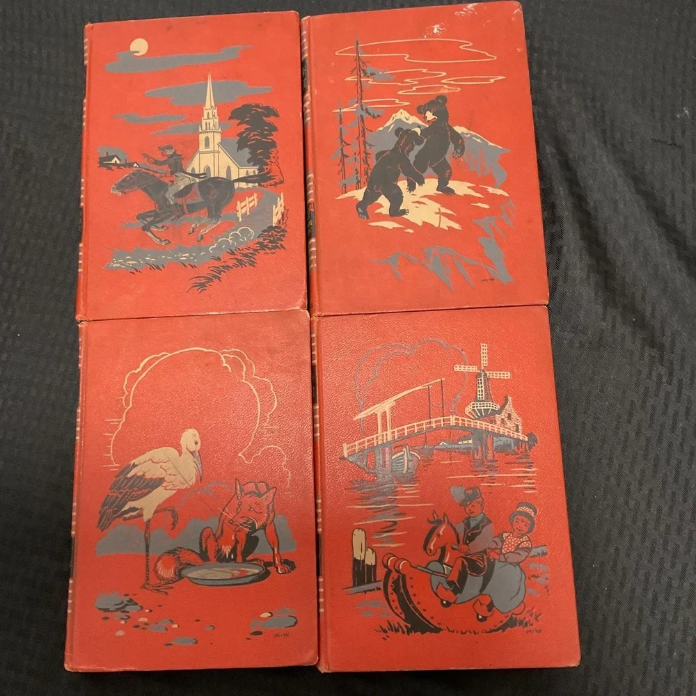 Vintage Childcraft 4 Vol Set 2-5 Quarrie Red HC Children's Stories 1933 USA